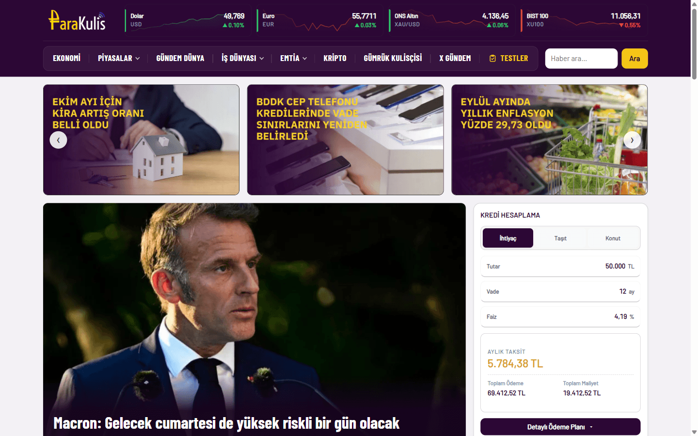 ParaKulis site önizlemesi