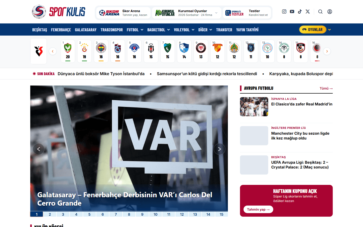 SporKulis site önizlemesi
